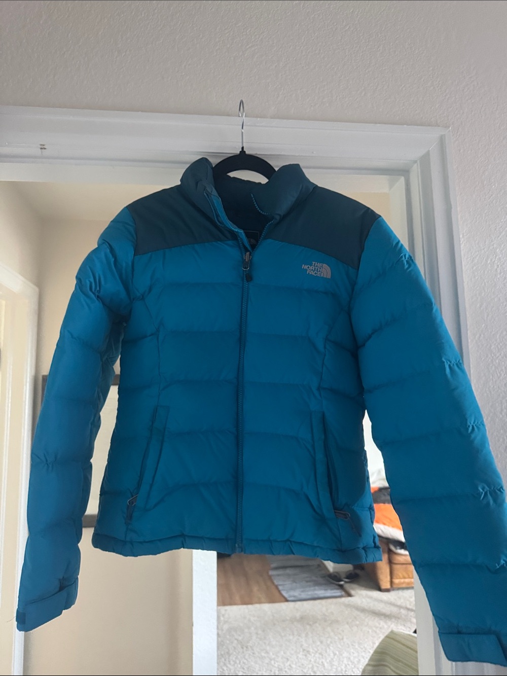The North Face Teal and Dark Teal Women's Puffer Jacket